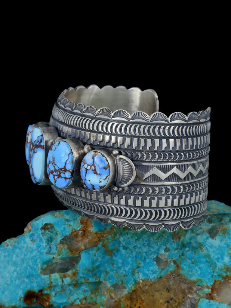 Native American Sterling Silver Golden Hill Turquoise Bracelet - PuebloDirect.com
