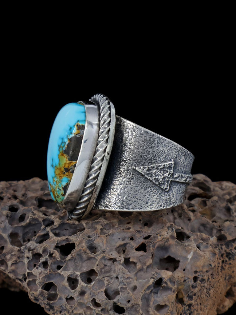 Navajo Tufa Cast Blue Moon Turquoise Ring Size 9 - PuebloDirect.com