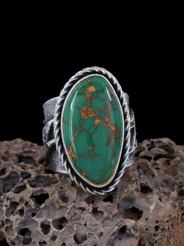 Navajo Tufa Cast Royston Turquoise Ring Size 8 - PuebloDirect.com