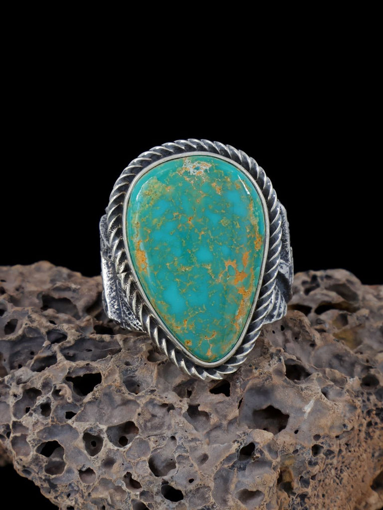 Navajo Tufa Cast Royston Turquoise Ring Size 7.5 - PuebloDirect.com