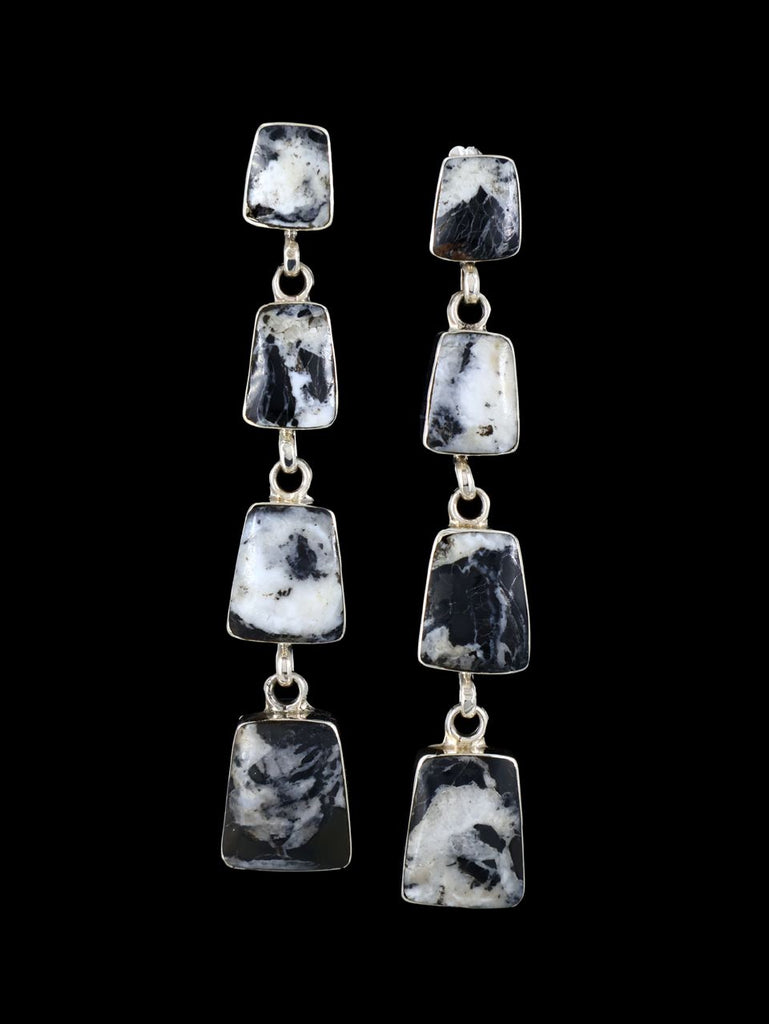 Navajo White Buffalo Sterling Silver Post Earrings - PuebloDirect.com