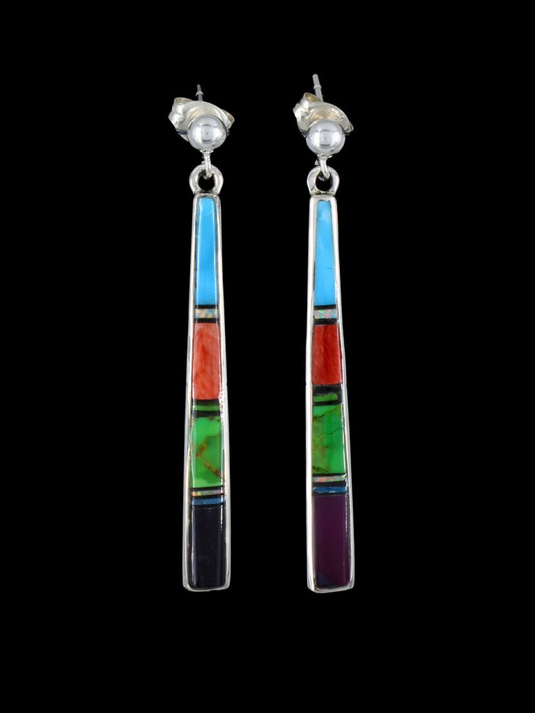 Multistone Sterling Silver Inlay Earrings - PuebloDirect.com