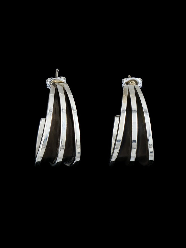 Navajo Sterling Silver Hoop Post Earrings - PuebloDirect.com