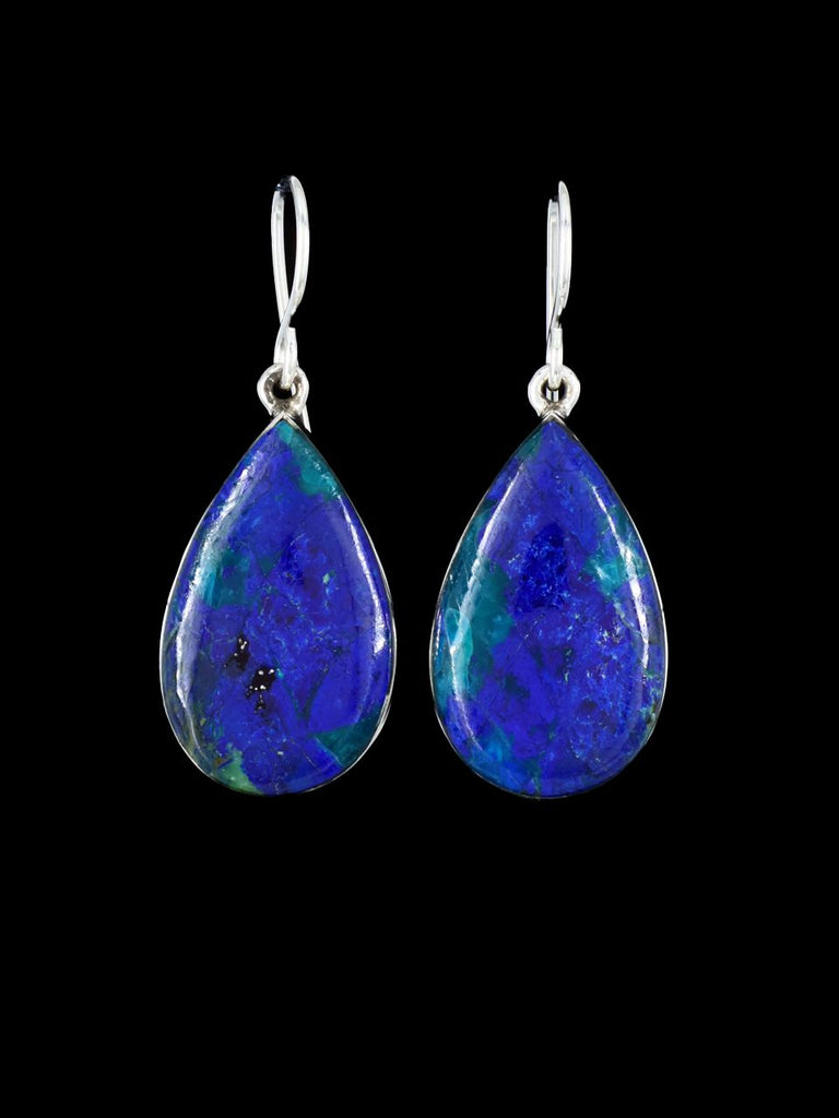 Native American Jewelry Bluebird Azurite Dangle Earrings - PuebloDirect.com