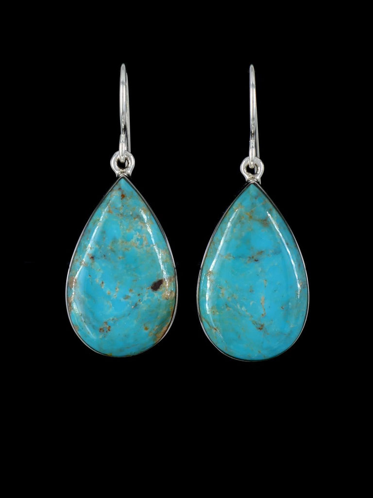 Native American Jewelry Kingman Turquoise Dangle Earrings - PuebloDirect.com