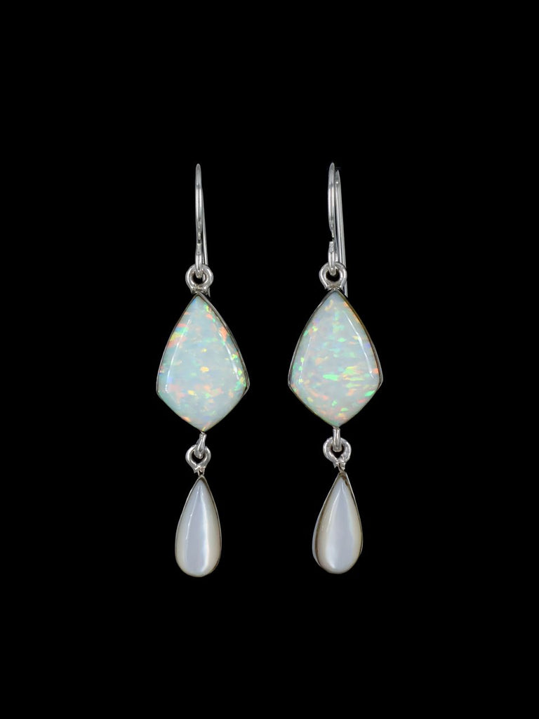 Navajo Kyocera Opal Dangle Earrings - PuebloDirect.com