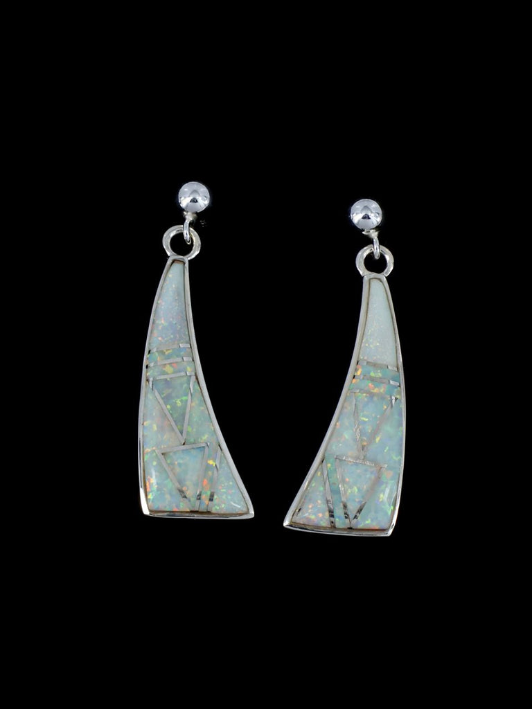 Native American Sterling Silver Opalite Inlay Post Earrings - PuebloDirect.com