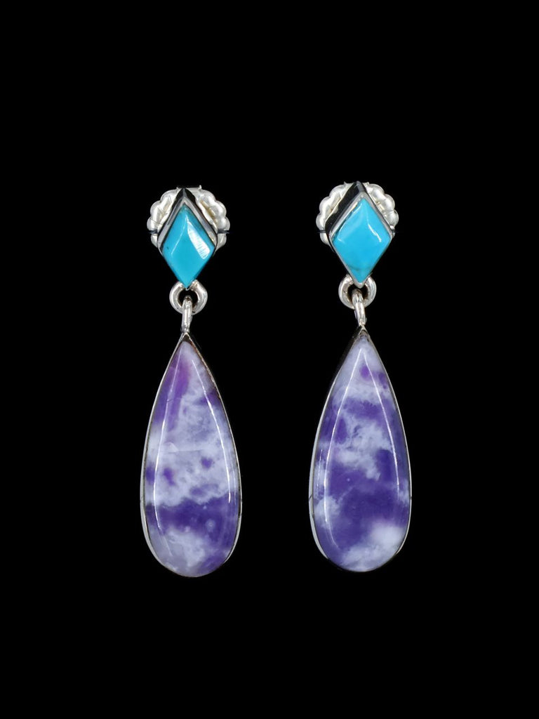 Native American Jewelry Morado Opal Post Earrings - PuebloDirect.com