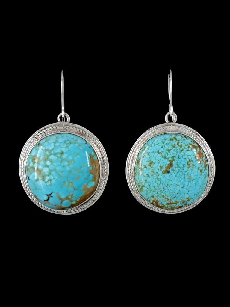 Navajo Sterling Silver #8 Turquoise Dangle Earrings - PuebloDirect.com