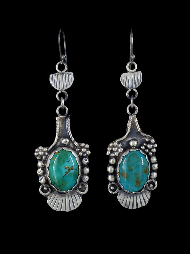Native American Sterling Silver Turquoise Dangle Earrings - PuebloDirect.com