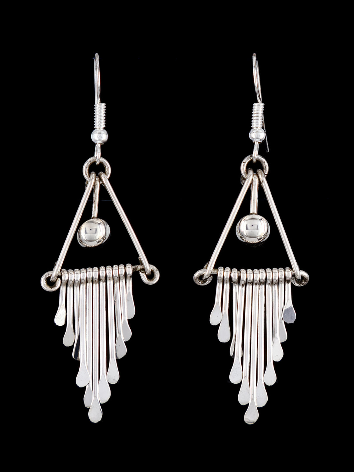 Navajo Sterling Silver Waterfall Dangle Earrings - PuebloDirect.com