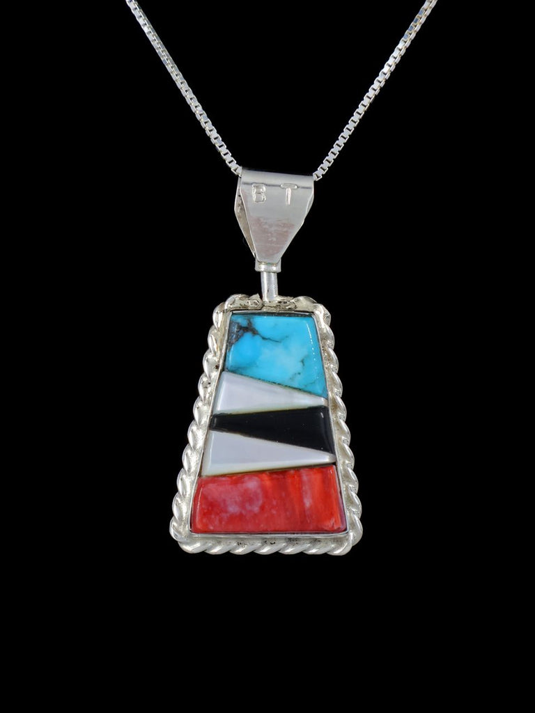 Native American Jewelry Reversible Zuni Inlay Pendant - PuebloDirect.com