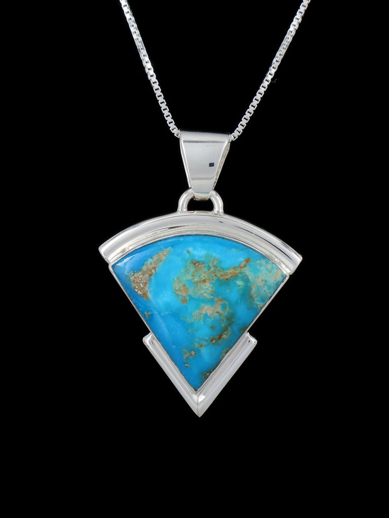 Native American Jewelry Sterling Silver Kingman Turquoise Pendant - PuebloDirect.com