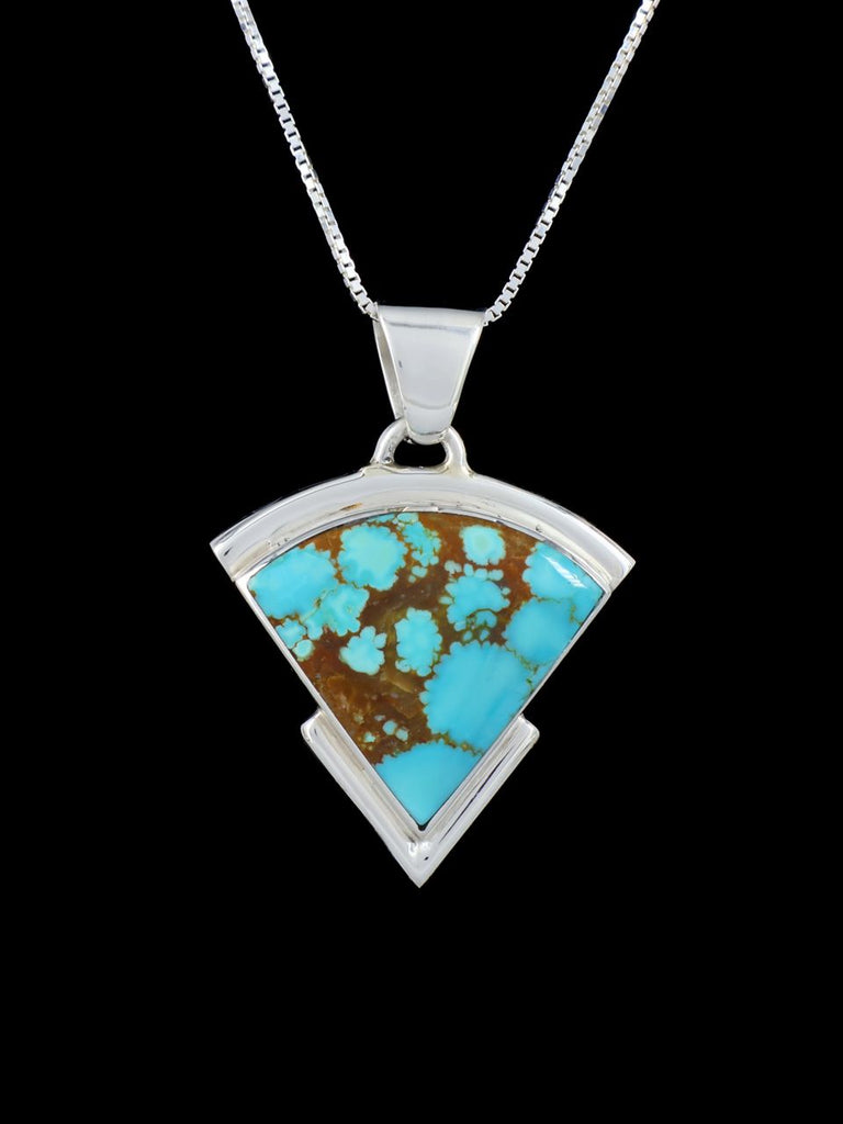 Native American Jewelry Sterling Silver #8 Turquoise Pendant - PuebloDirect.com