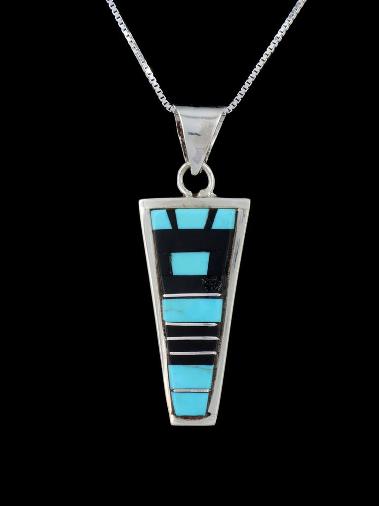 Native American Jewelry Sterling Silver Zuni Inlay Pendant - PuebloDirect.com