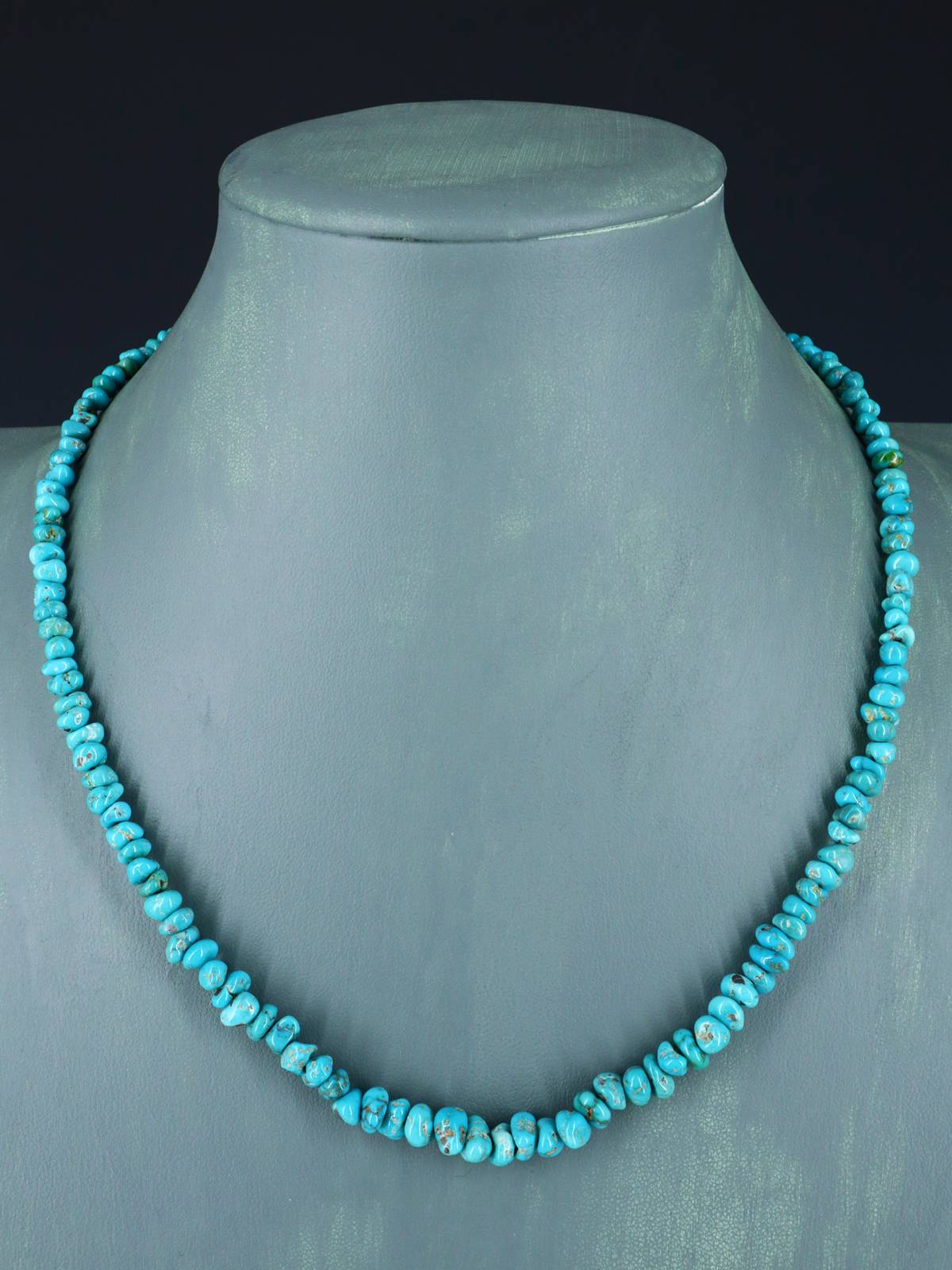 Collier turquoise à brin unique de bijoux indiens amérindiens de 22 pouces