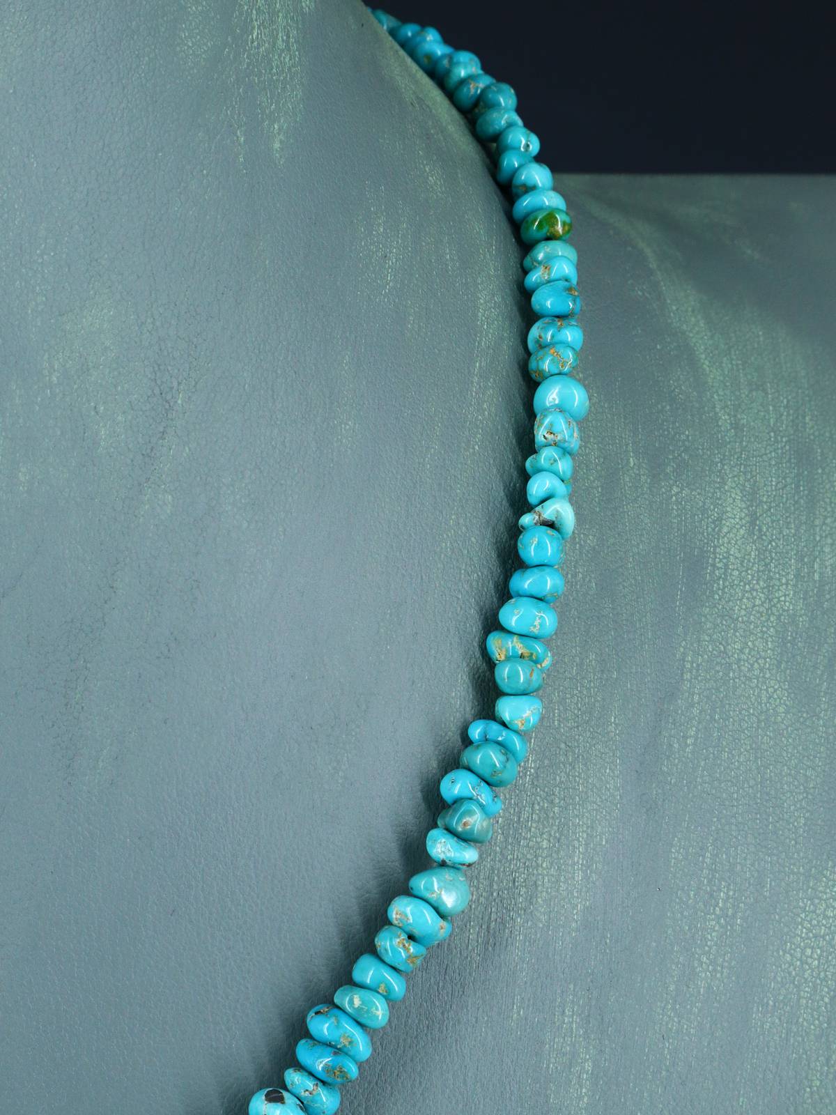 Collier turquoise à brin unique de bijoux indiens amérindiens de 22 pouces