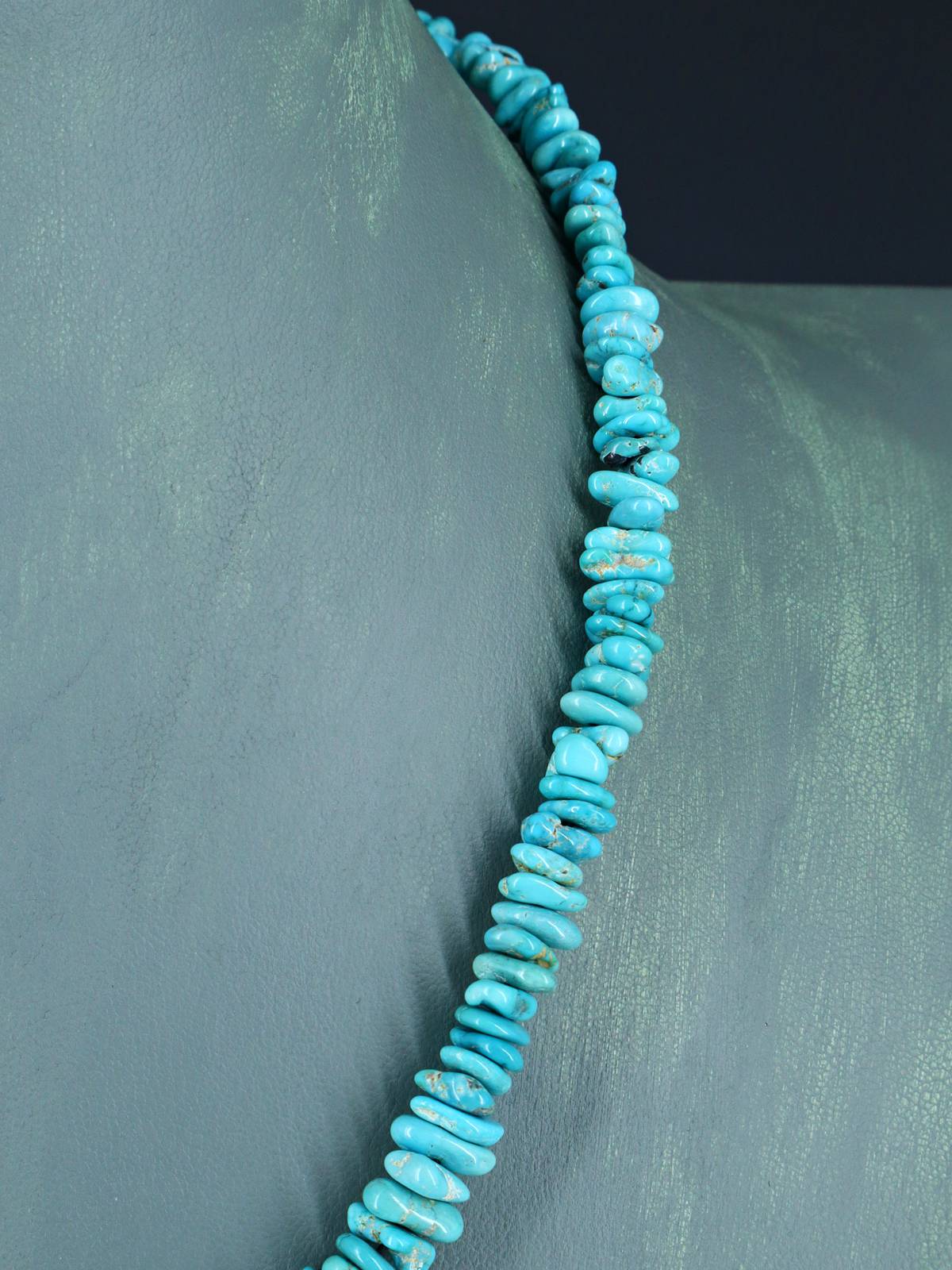 Collier turquoise à brin unique de bijoux indiens amérindiens de 22 pouces