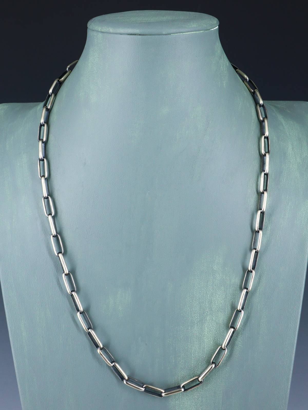 Collar de cadena de eslabones de plata de ley hecho a mano de 24"