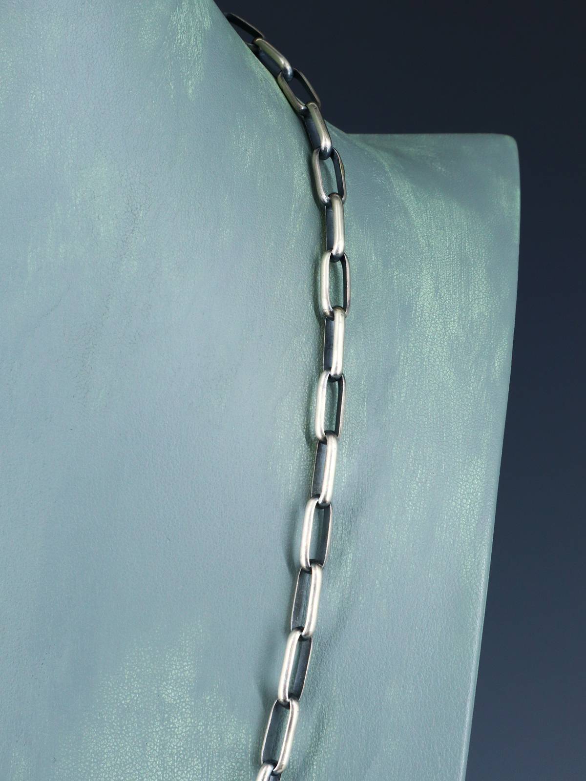 Collar de cadena de eslabones de plata de ley hecho a mano de 24"