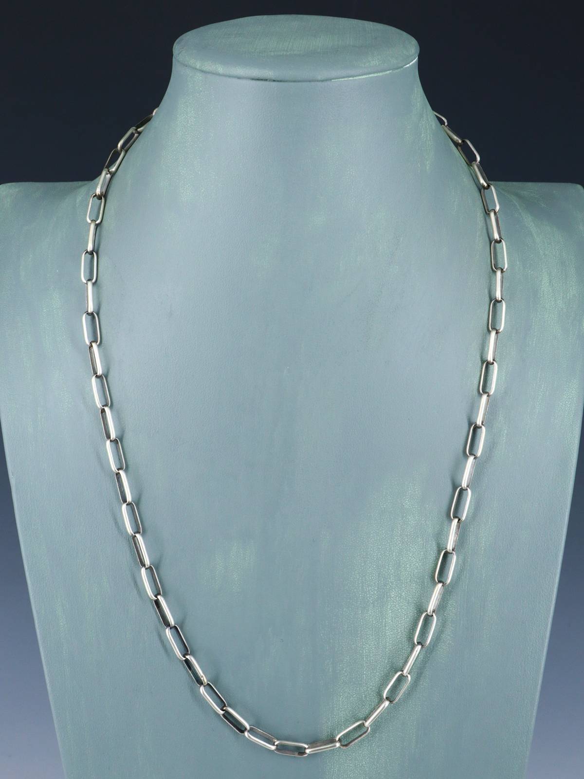 Navajo 24" Collier de chaîne à maillons en argent sterling fait à la main