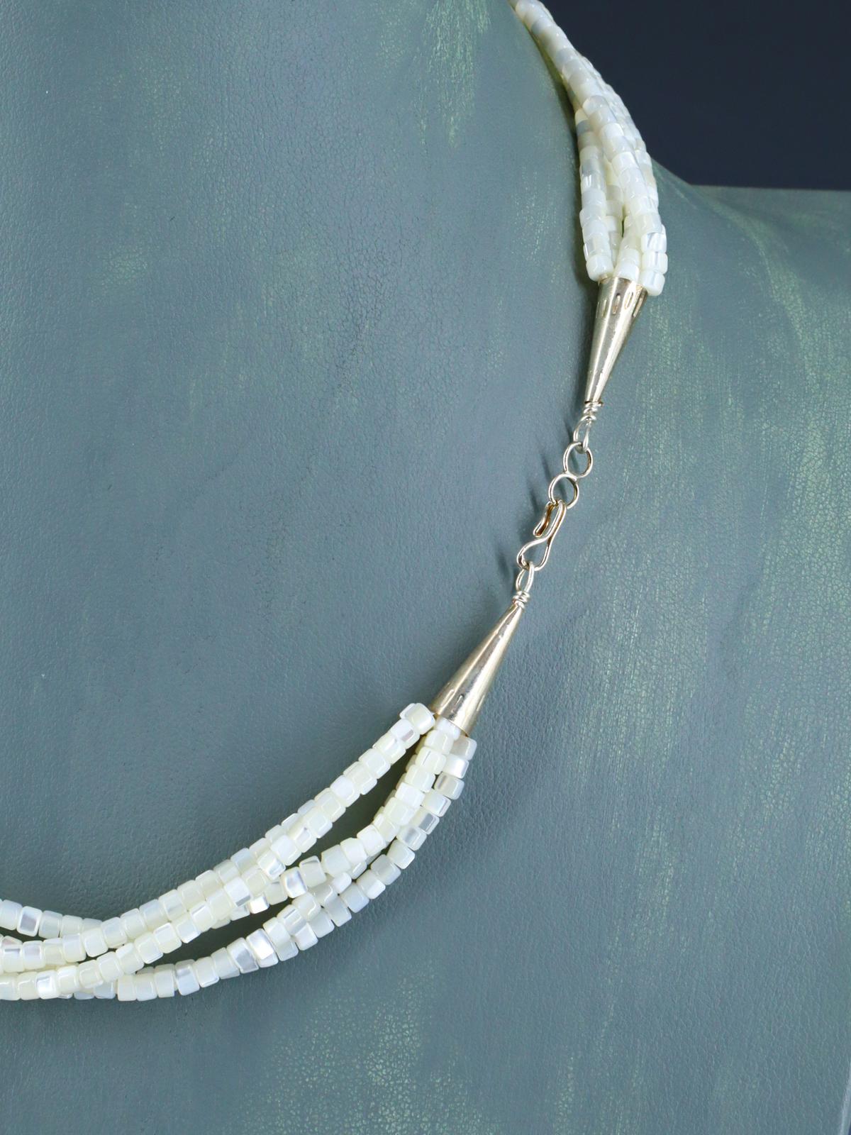 Native American Five Strand Mother of Pearl Necklace - PuebloDirect.com