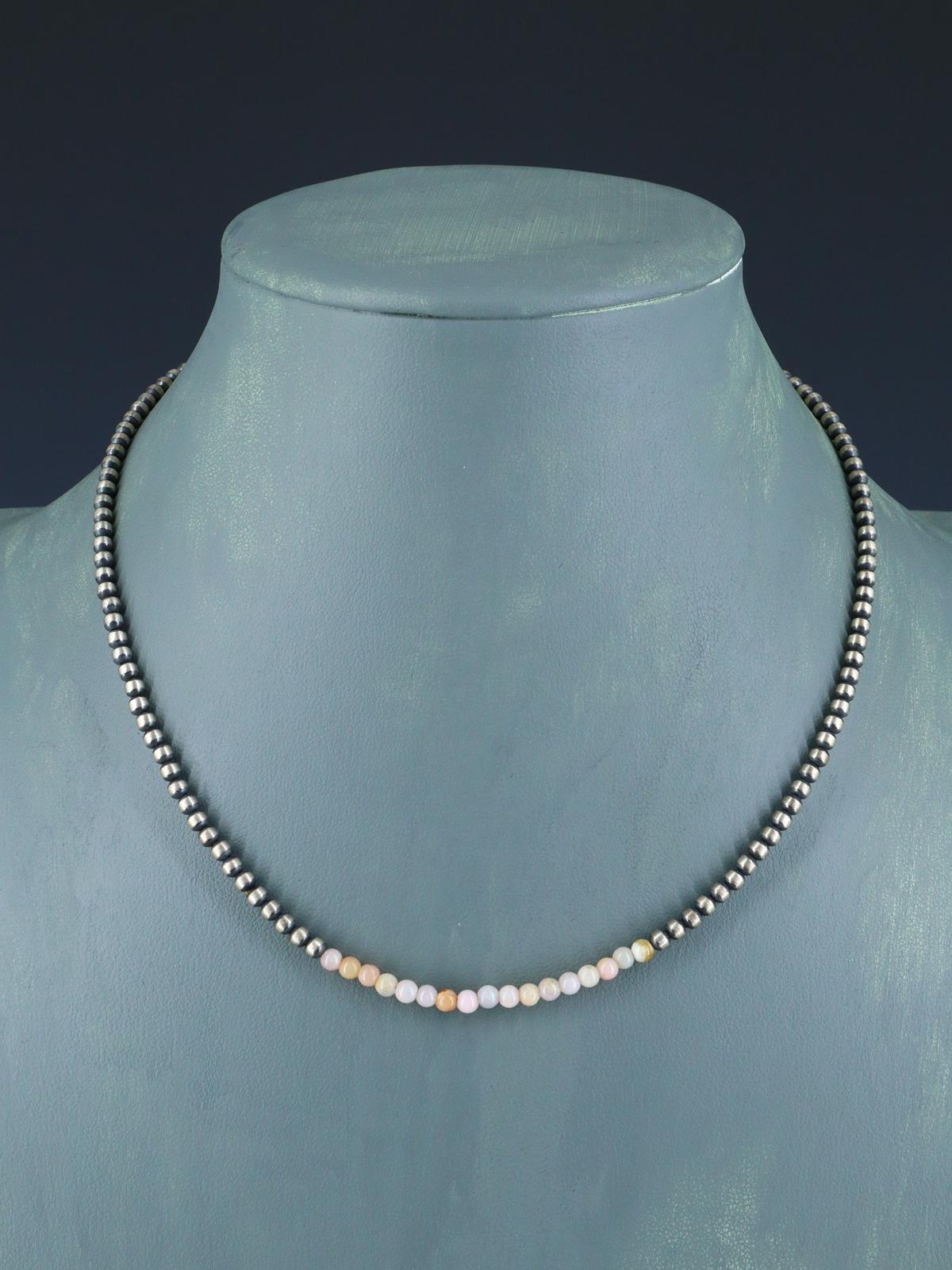 16" Navajo Jewelry Pink Conch Sterling Silver Beaded Necklace