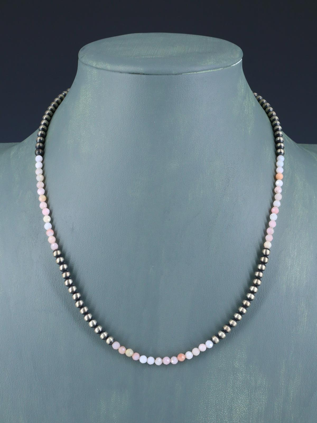 18" Navajo Jewelry Pink Conch Sterling Silver Beaded Necklace