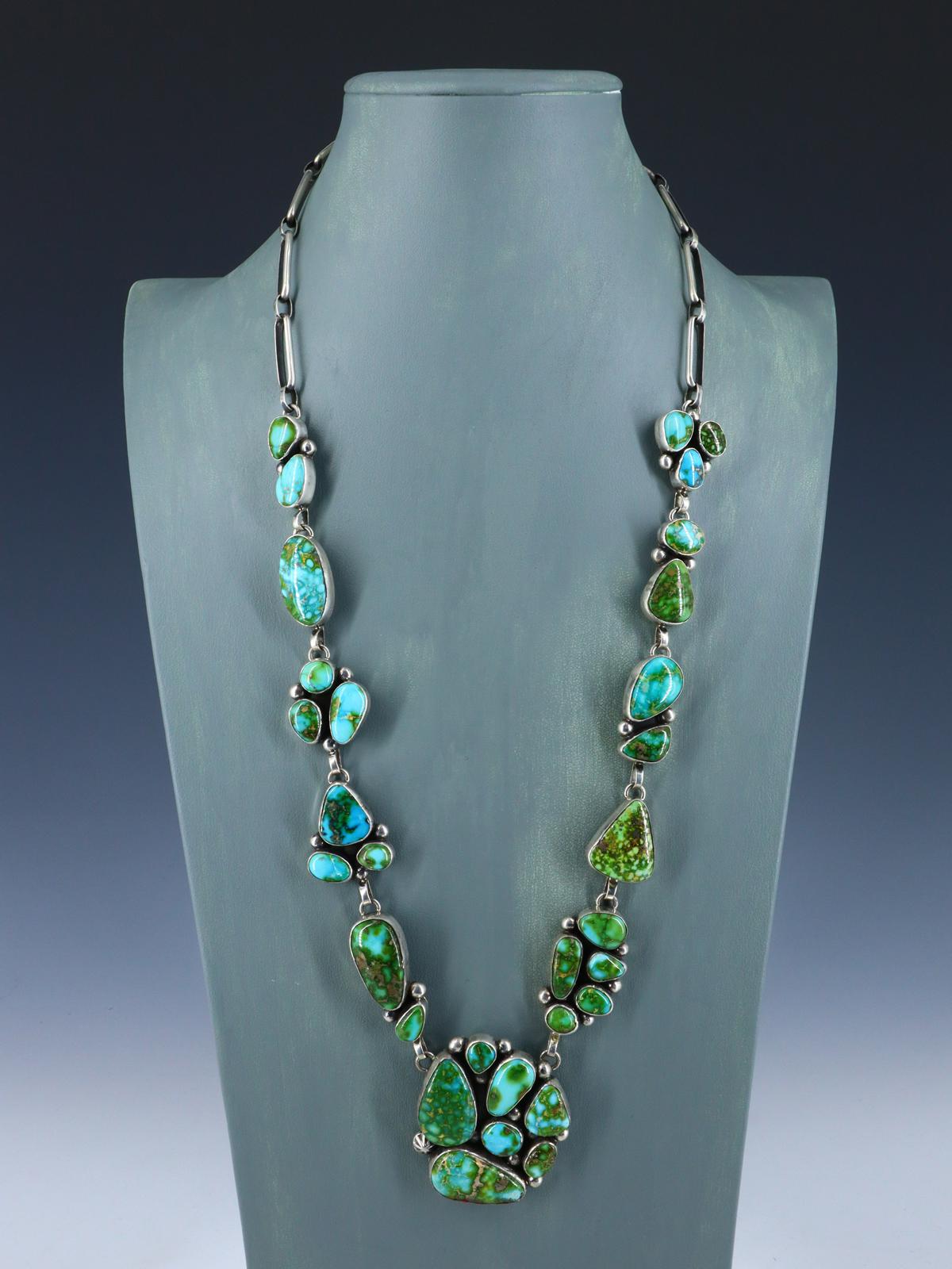 Collier amérindien en argent sterling Sonora Gold Turquoise Lariat