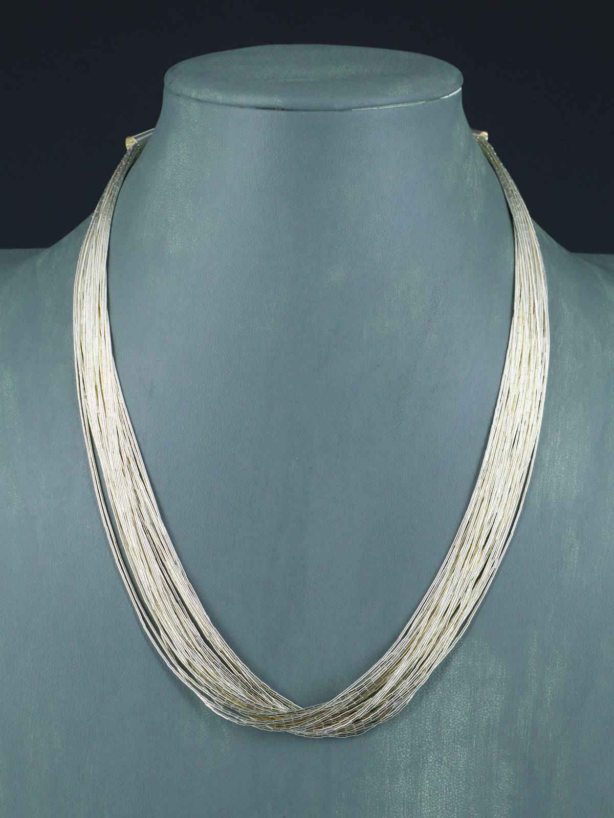 18" Thirty Strand Liquid Silver Necklace - PuebloDirect.com