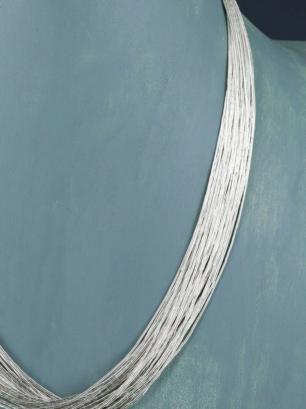 18" Thirty Strand Liquid Silver Necklace - PuebloDirect.com