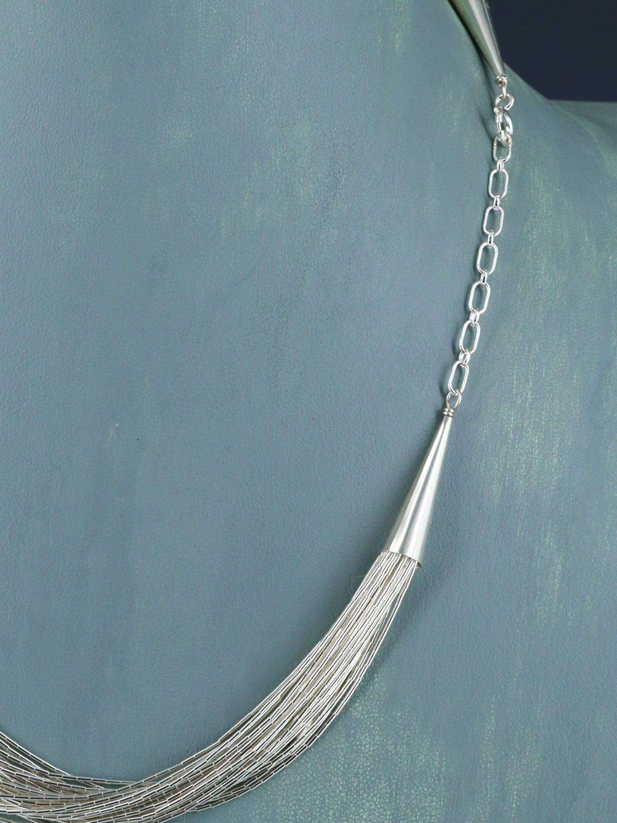 18" Thirty Strand Liquid Silver Necklace - PuebloDirect.com