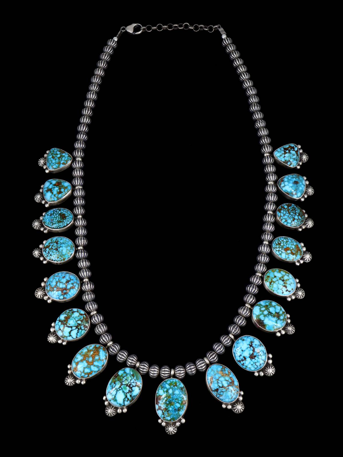 Native American Kingman Turquoise Sterling Silver Necklace - PuebloDirect.com