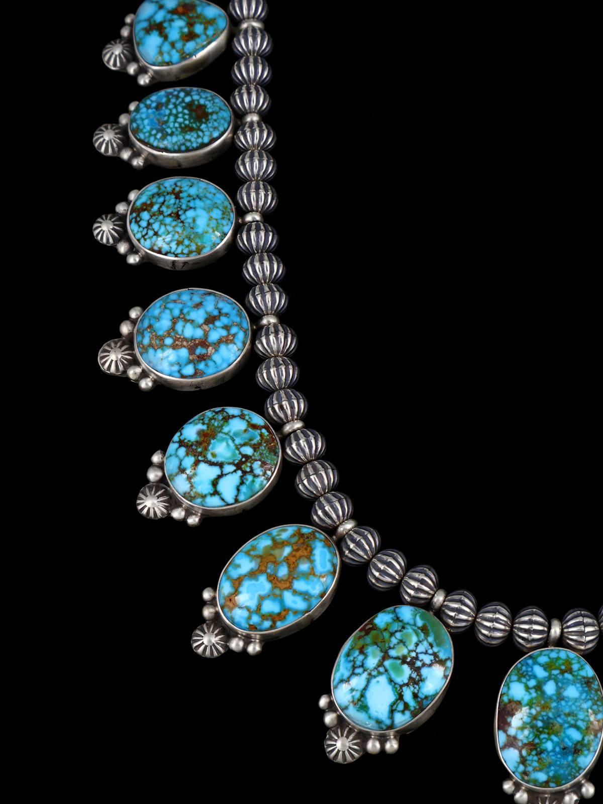 Native American Kingman Turquoise Sterling Silver Necklace - PuebloDirect.com