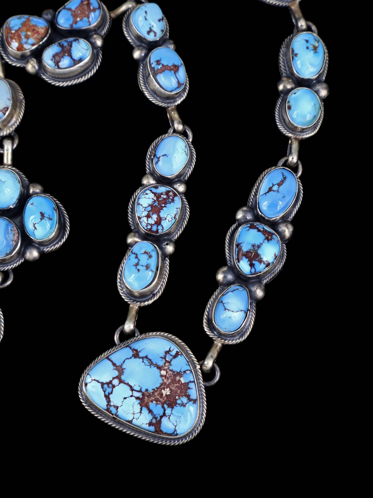 Native American Jewelry Sterling Silver Golden Hill Turquoise Necklace - PuebloDirect.com