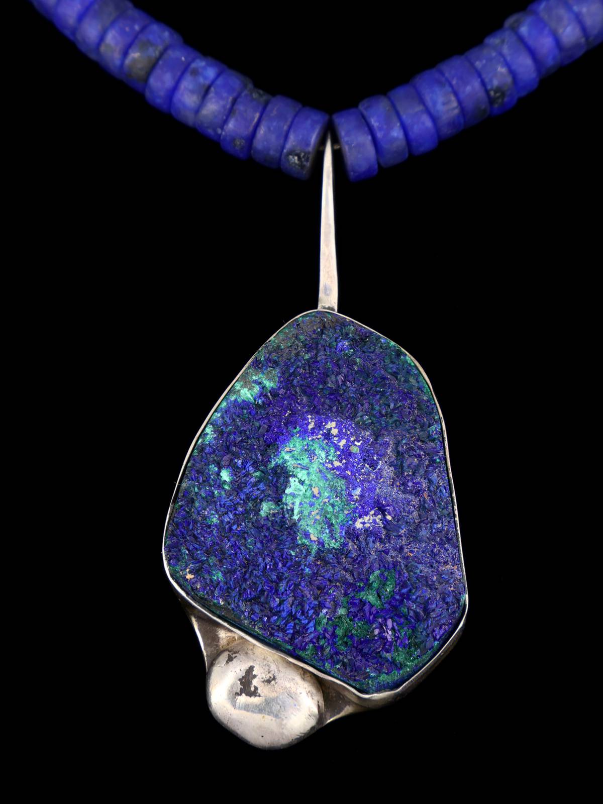 Vintage Southwest Azurite and Malachite Druzy Necklace - PuebloDirect.com
