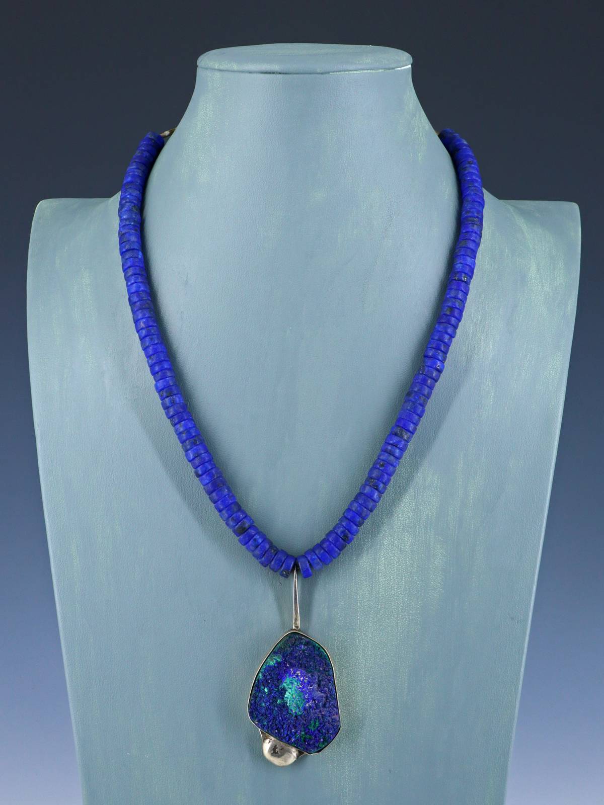 Vintage Southwest Azurite and Malachite Druzy Necklace - PuebloDirect.com