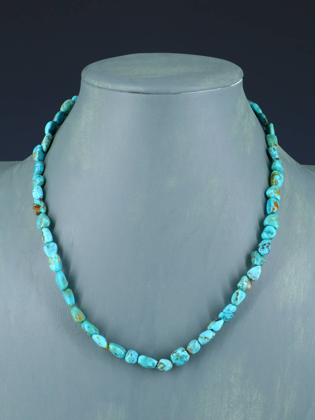 Native American Jewelry Single Strand Turquoise Nugget Necklace - PuebloDirect.com