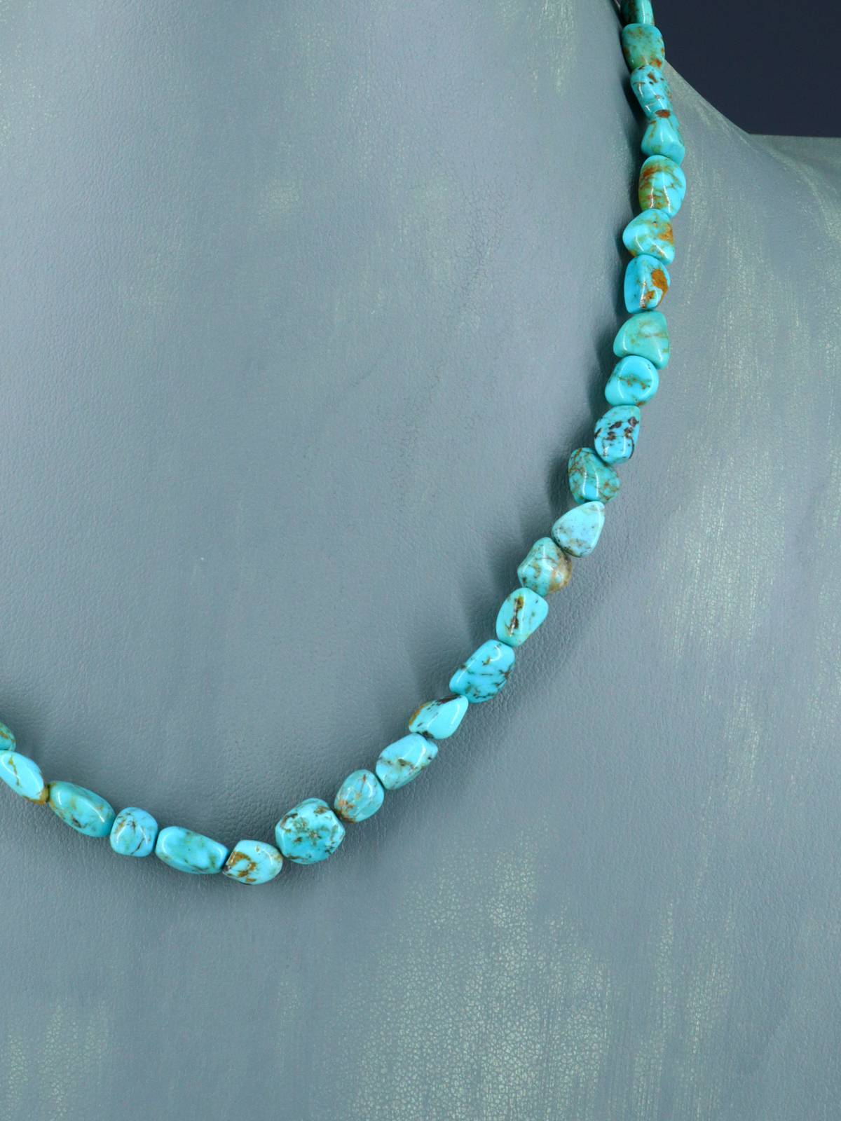 Native American Jewelry Single Strand Turquoise Nugget Necklace - PuebloDirect.com