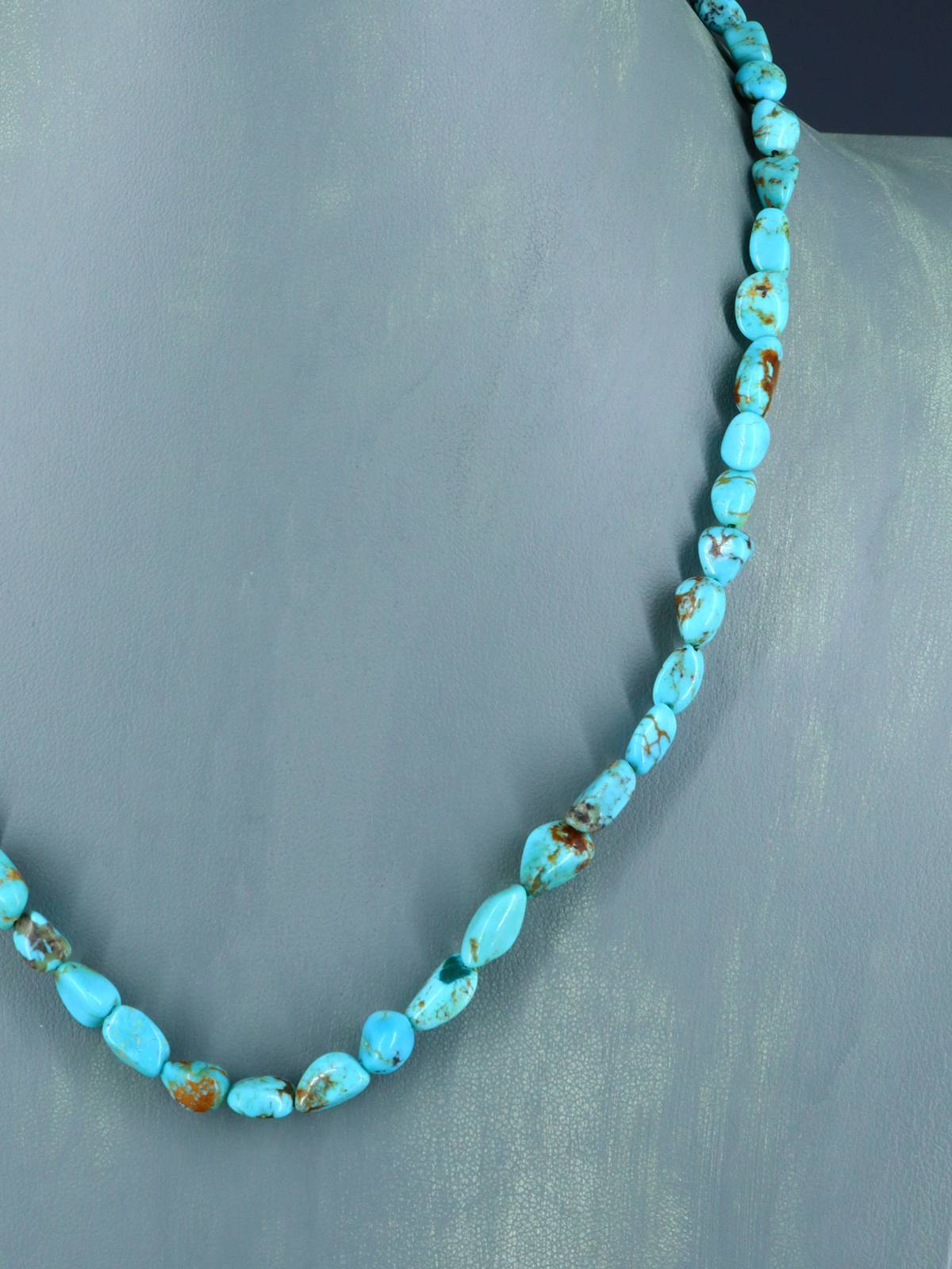 Native American Jewelry Single Strand Turquoise Nugget Necklace - PuebloDirect.com