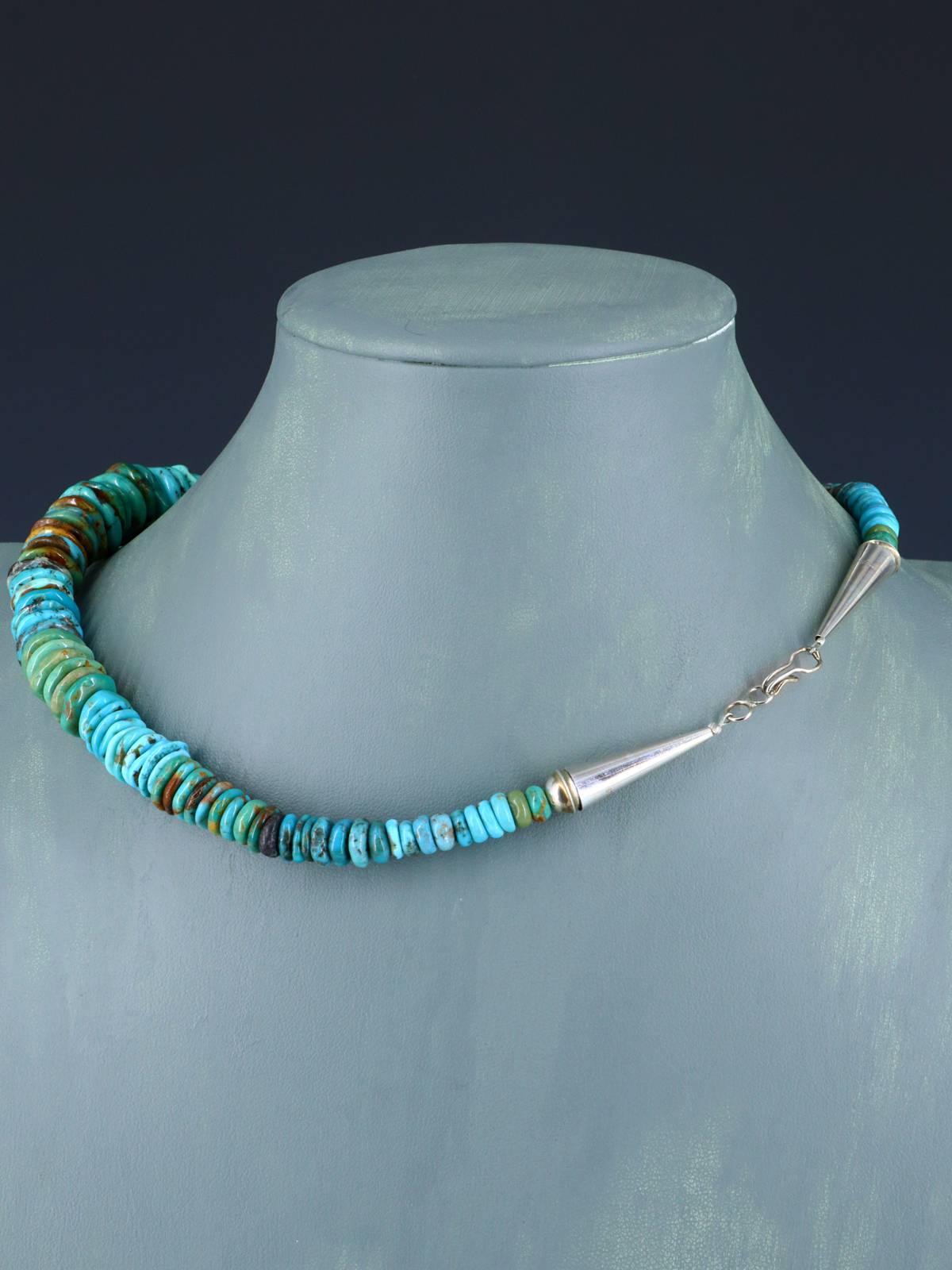 18" Native American Jewelry Single Strand Turquoise Necklace - PuebloDirect.com