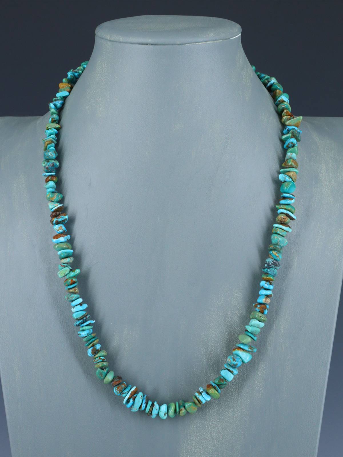 22" Native American Jewelry Single Strand Turquoise Nugget Necklace - PuebloDirect.com