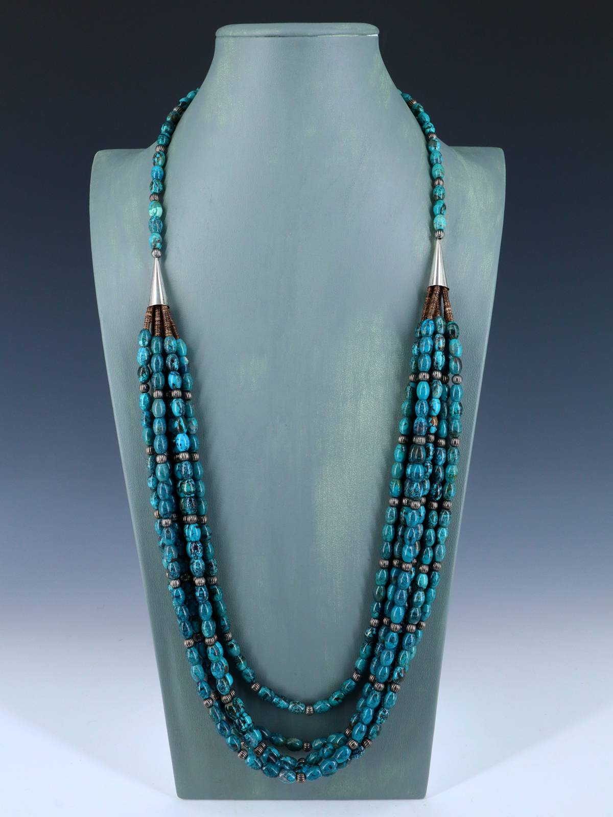 Native American Six Strand Turquoise Beaded Necklace - PuebloDirect.com