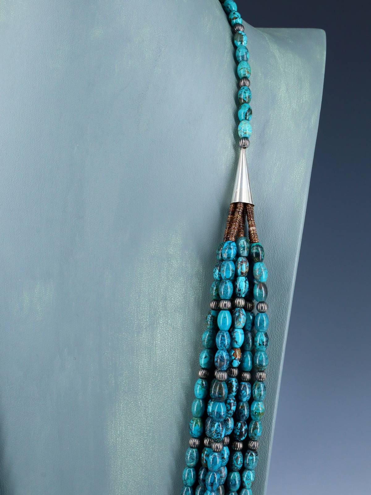 Native American Six Strand Turquoise Beaded Necklace - PuebloDirect.com