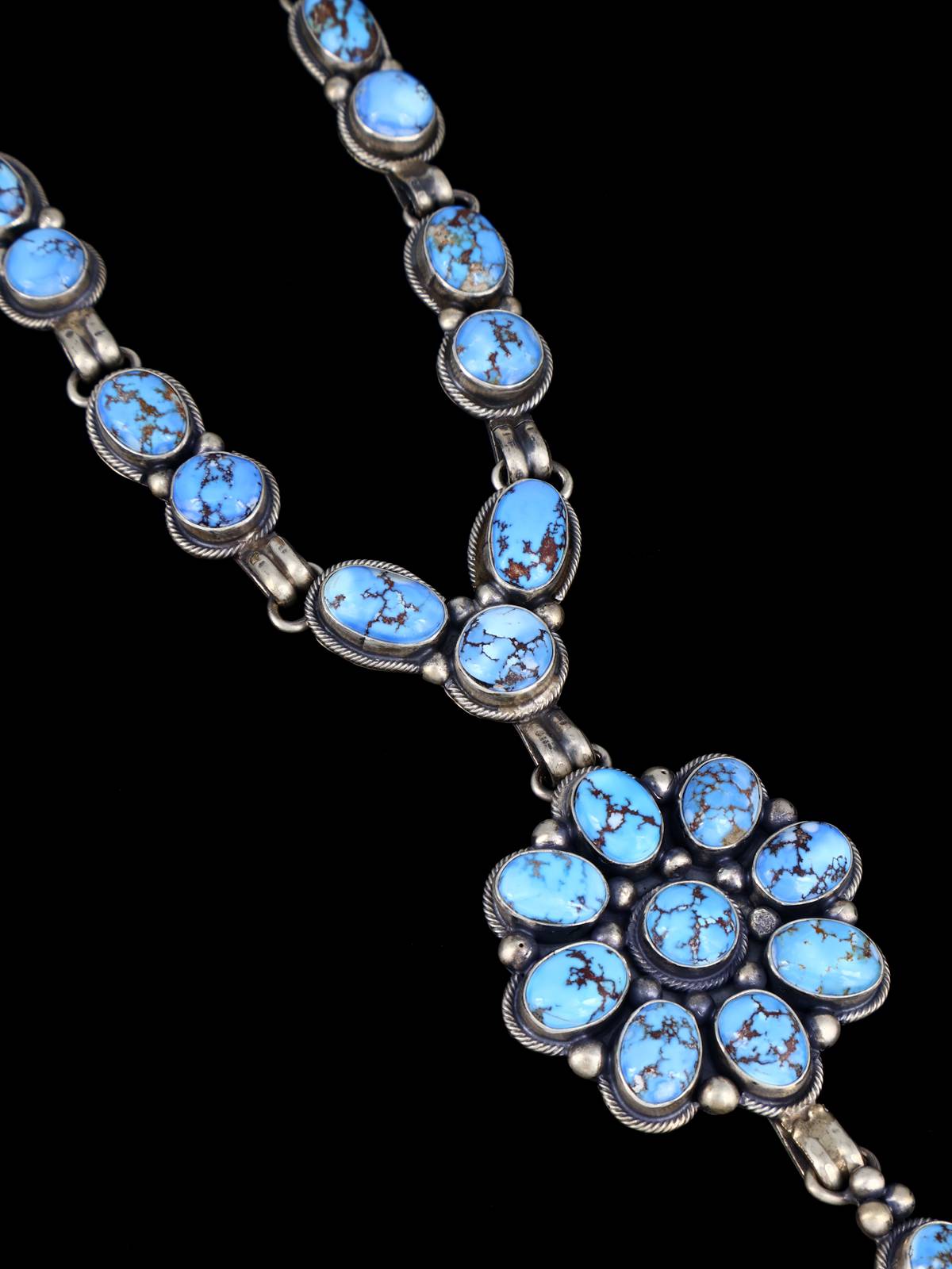 Native American Jewelry Sterling Silver Golden Hill Turquoise Necklace - PuebloDirect.com