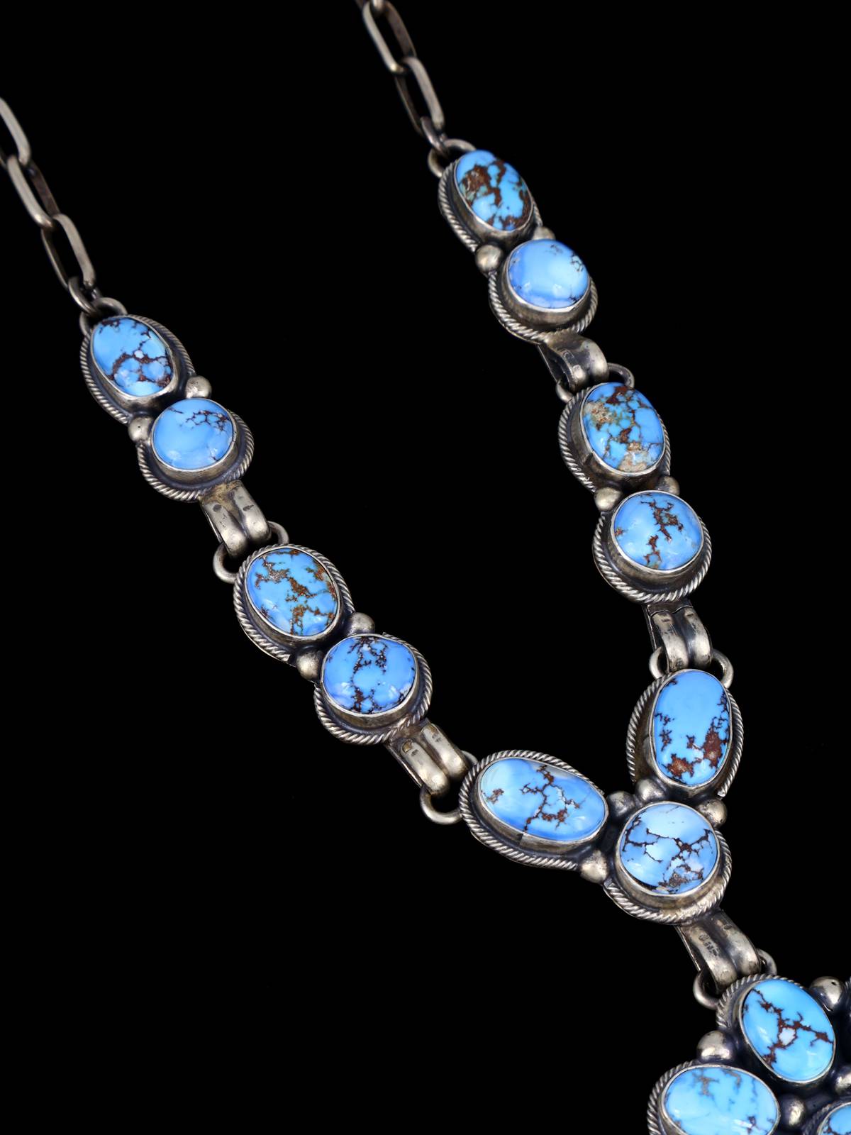 Native American Jewelry Sterling Silver Golden Hill Turquoise Necklace - PuebloDirect.com