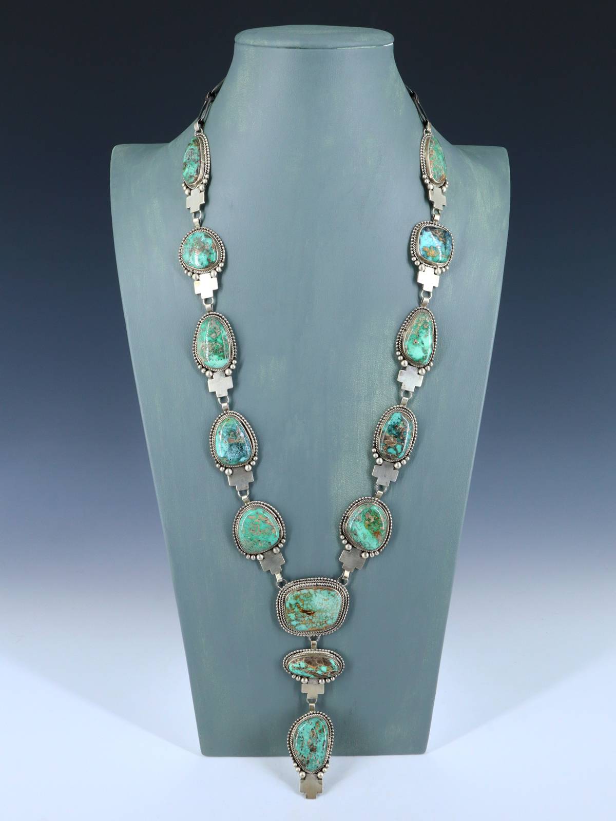 Native American Carico Lake Turquoise Lariat Y Necklace - PuebloDirect.com