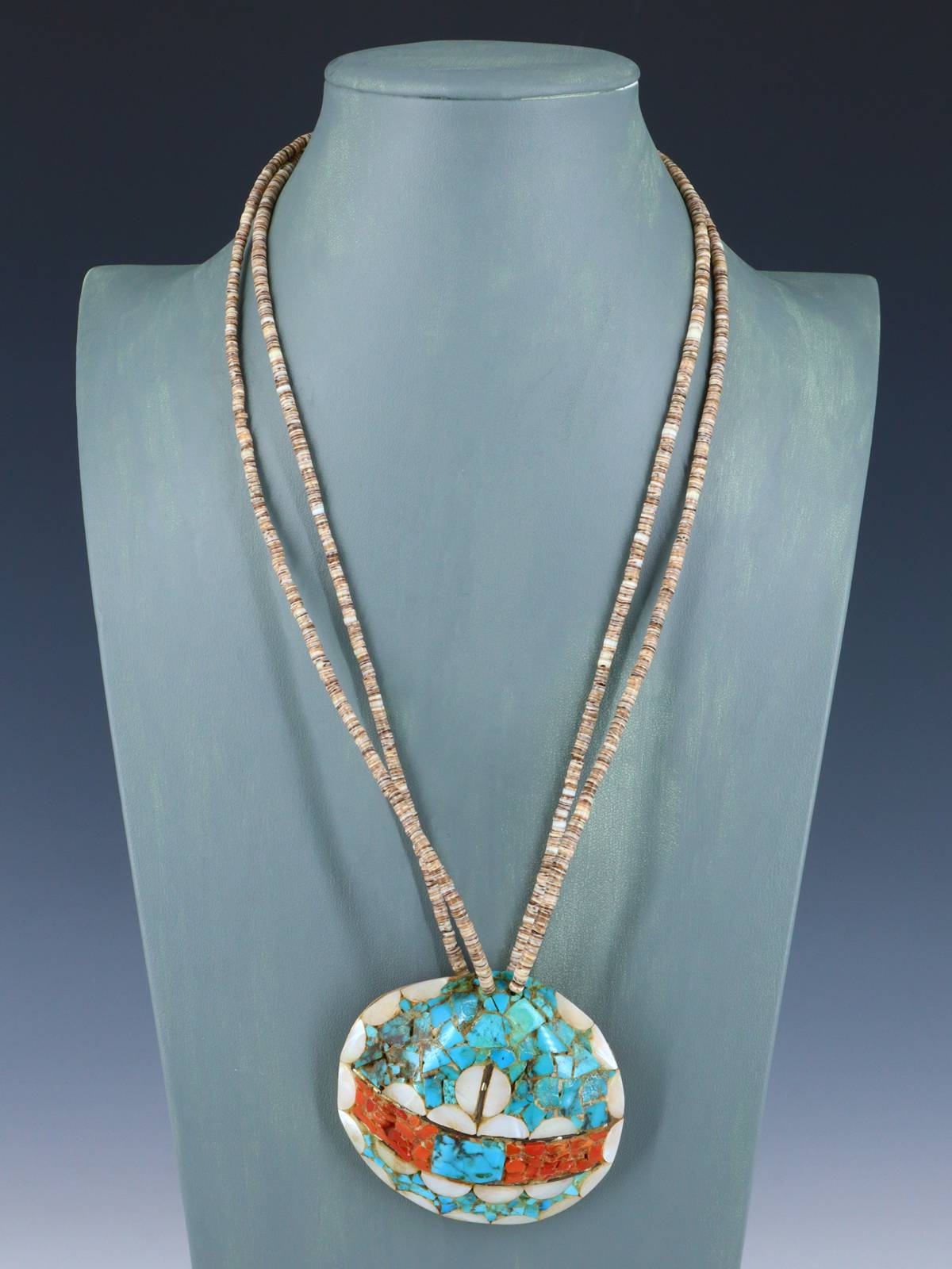 Old Santo Domingo Pueblo Inlaid Shell Necklace - PuebloDirect.com