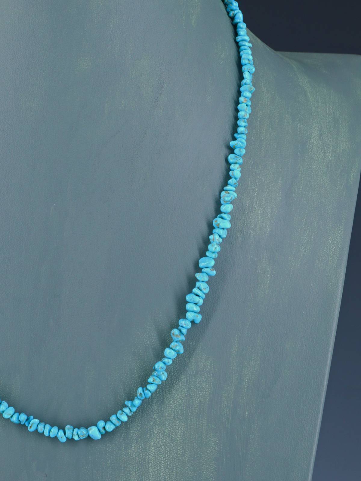 Navajo 20" Single Strand Sleeping Beauty Turquoise Necklace - PuebloDirect.com