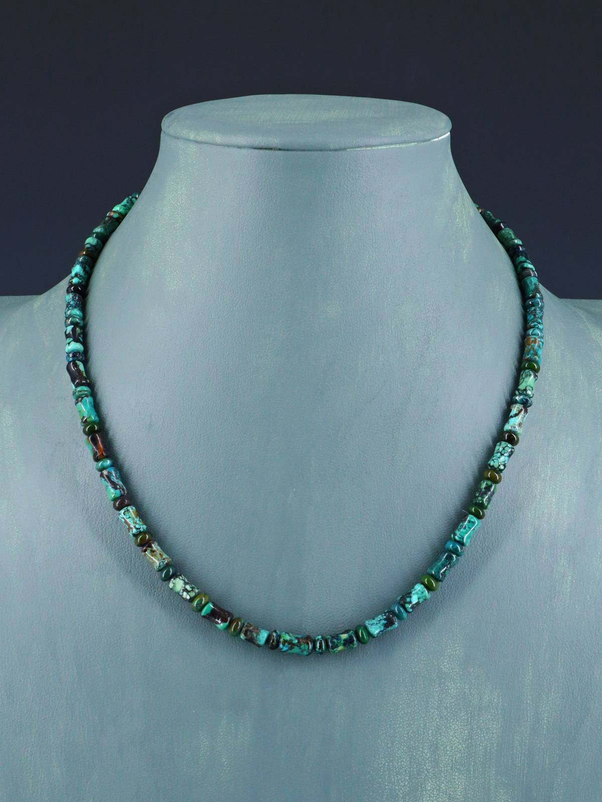18" Navajo Turquoise Bone Beads Necklace